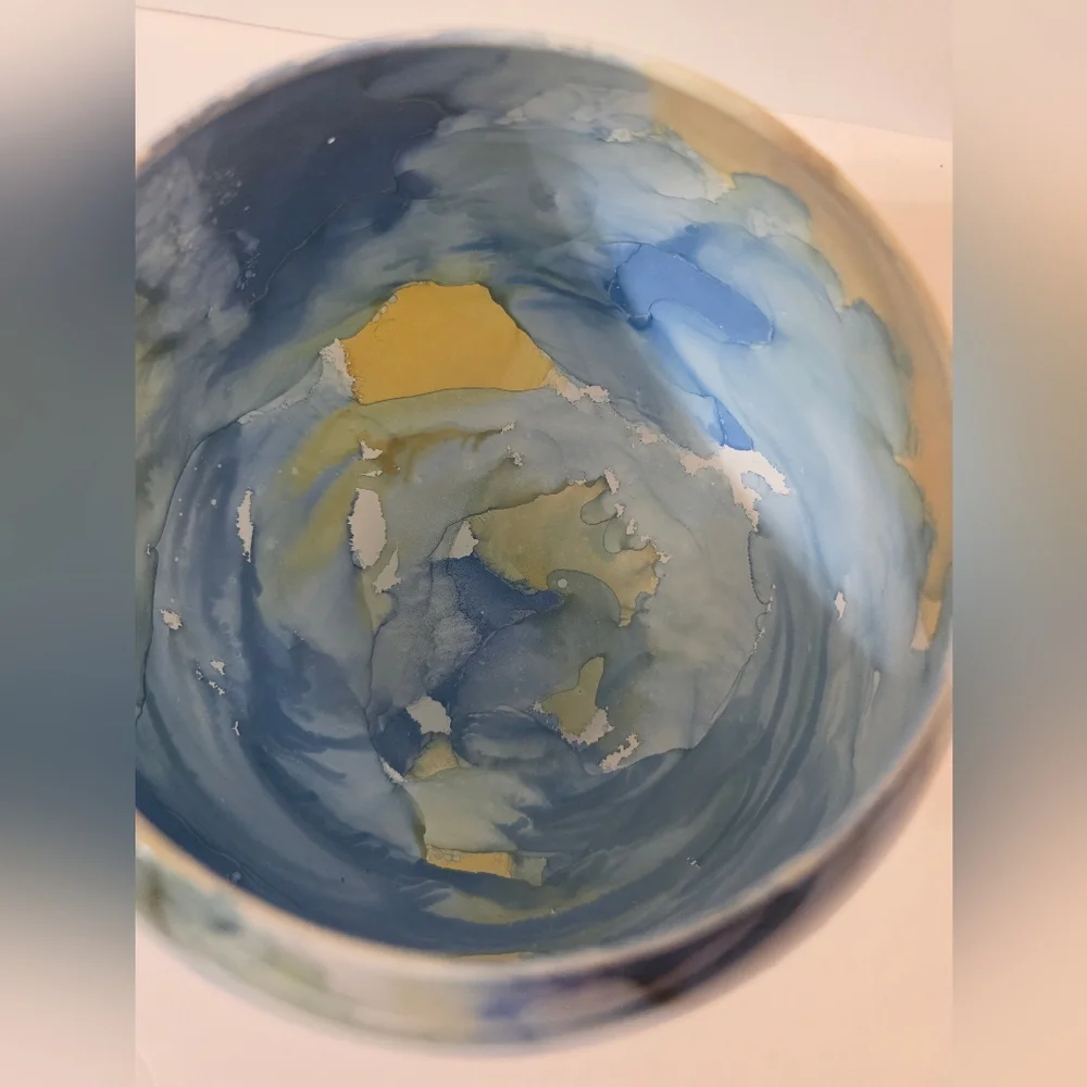 Reverse Painted Rose Bowl Candy Dish